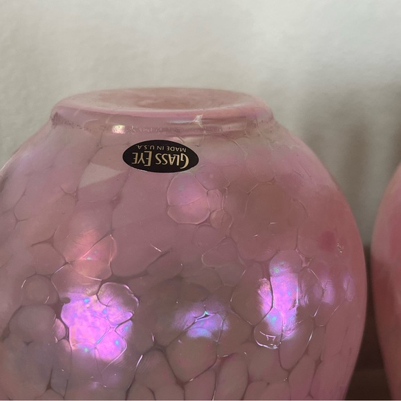 Glass Eye Seattle Wine Glasses (3) Made in USA New Pink Hand Blown - Picture 2 of 2